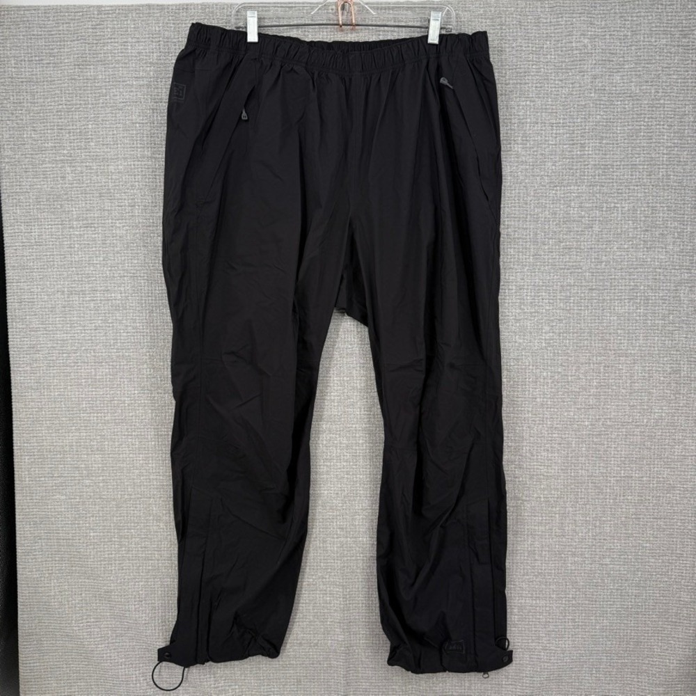 REI Elements E1 Rain Pants Mens XXL 30L Black Waterproof Hiking Gorpcore